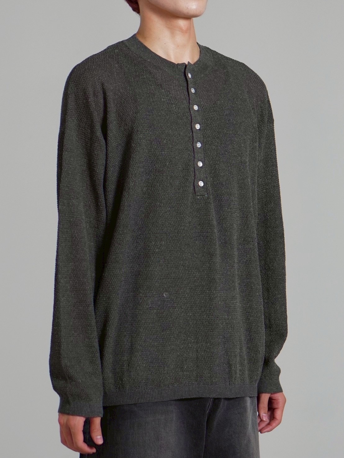 【Chikashitsu +】light touch henry neck knit / 【チカシツプラス】ライトタッチへンリーネックニット (3color)