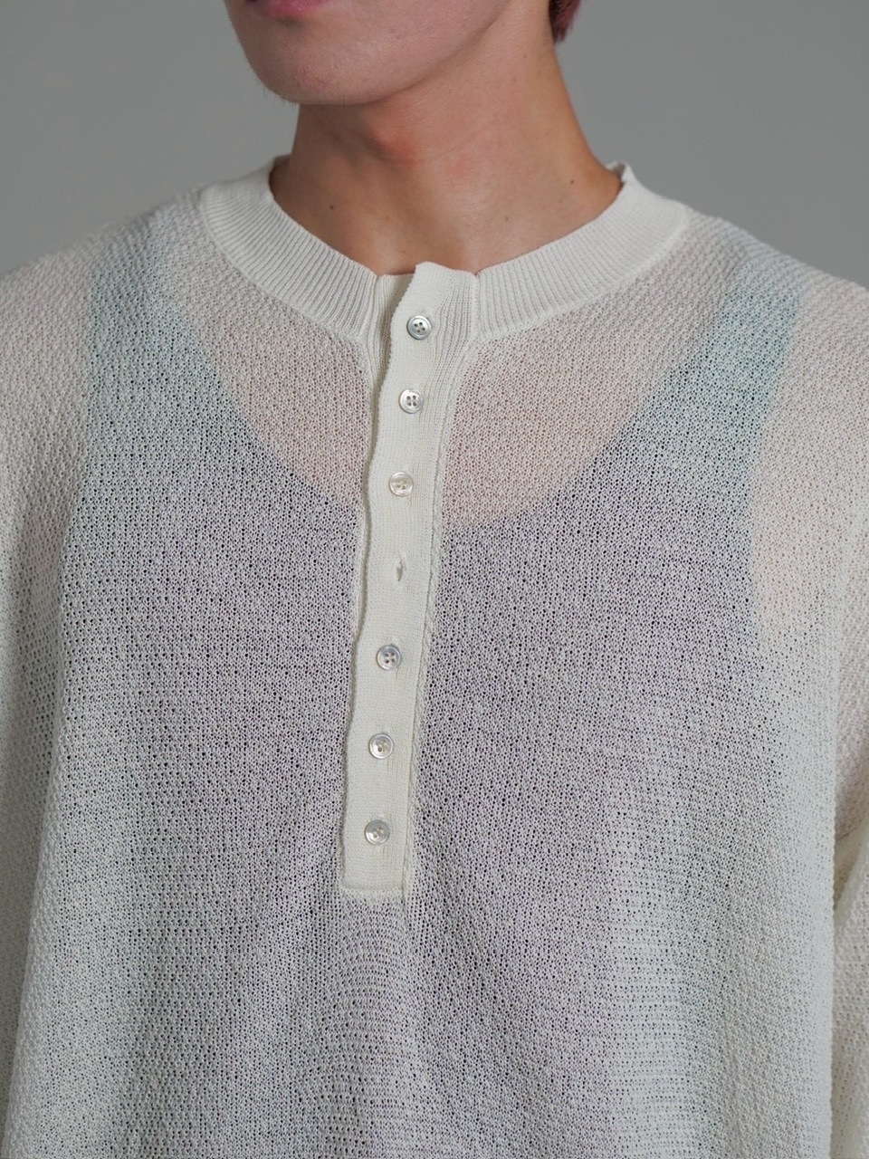 【Chikashitsu +】light touch henry neck knit / 【チカシツプラス】ライトタッチへンリーネックニット (3color)