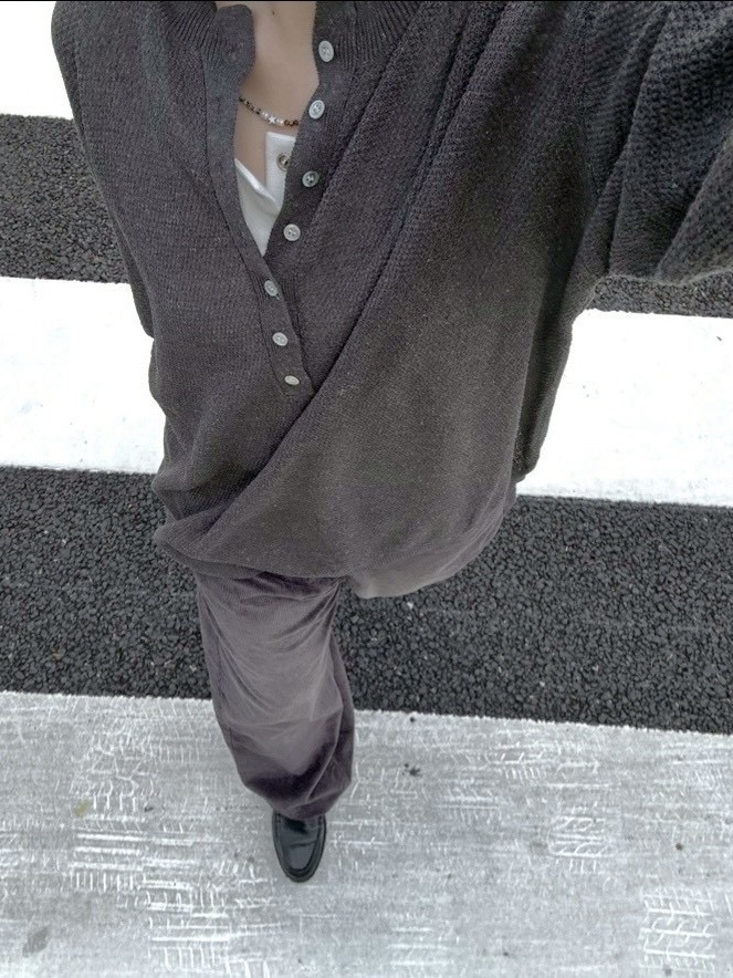 【Chikashitsu +】light touch henry neck knit / 【チカシツプラス】ライトタッチへンリーネックニット (3color)