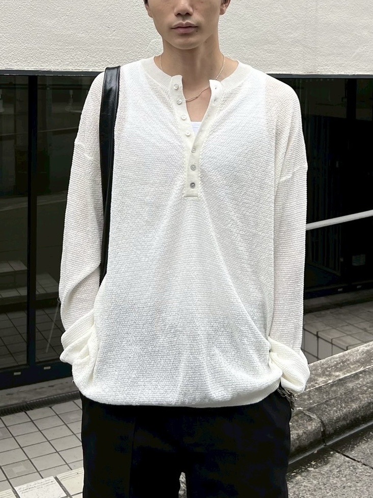 【Chikashitsu +】light touch henry neck knit / 【チカシツプラス】ライトタッチへンリーネックニット (3color)