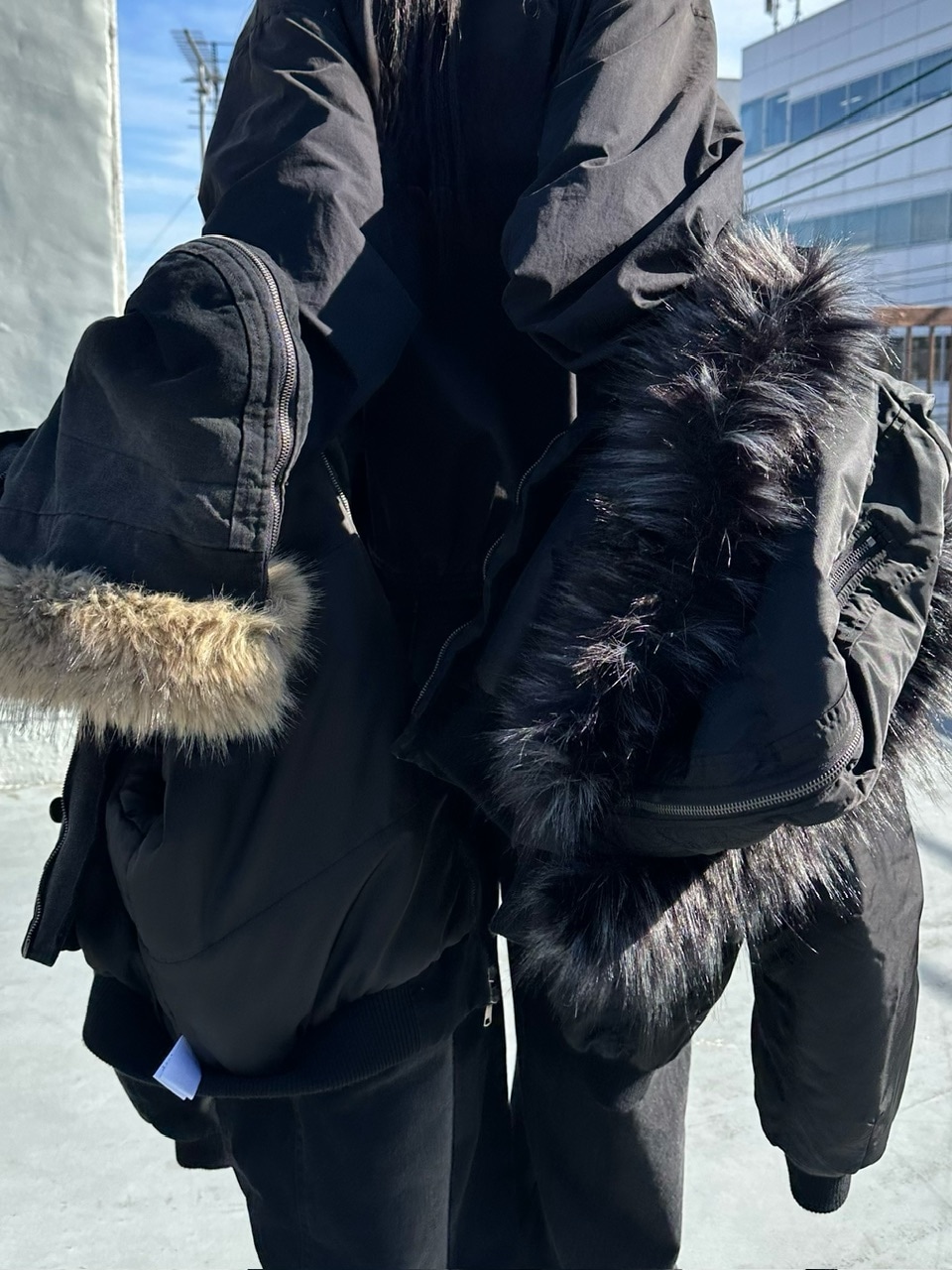 CHIKASHITSU PLUS HIGH】N-2B cropped hood blouson (nylon) | OUR