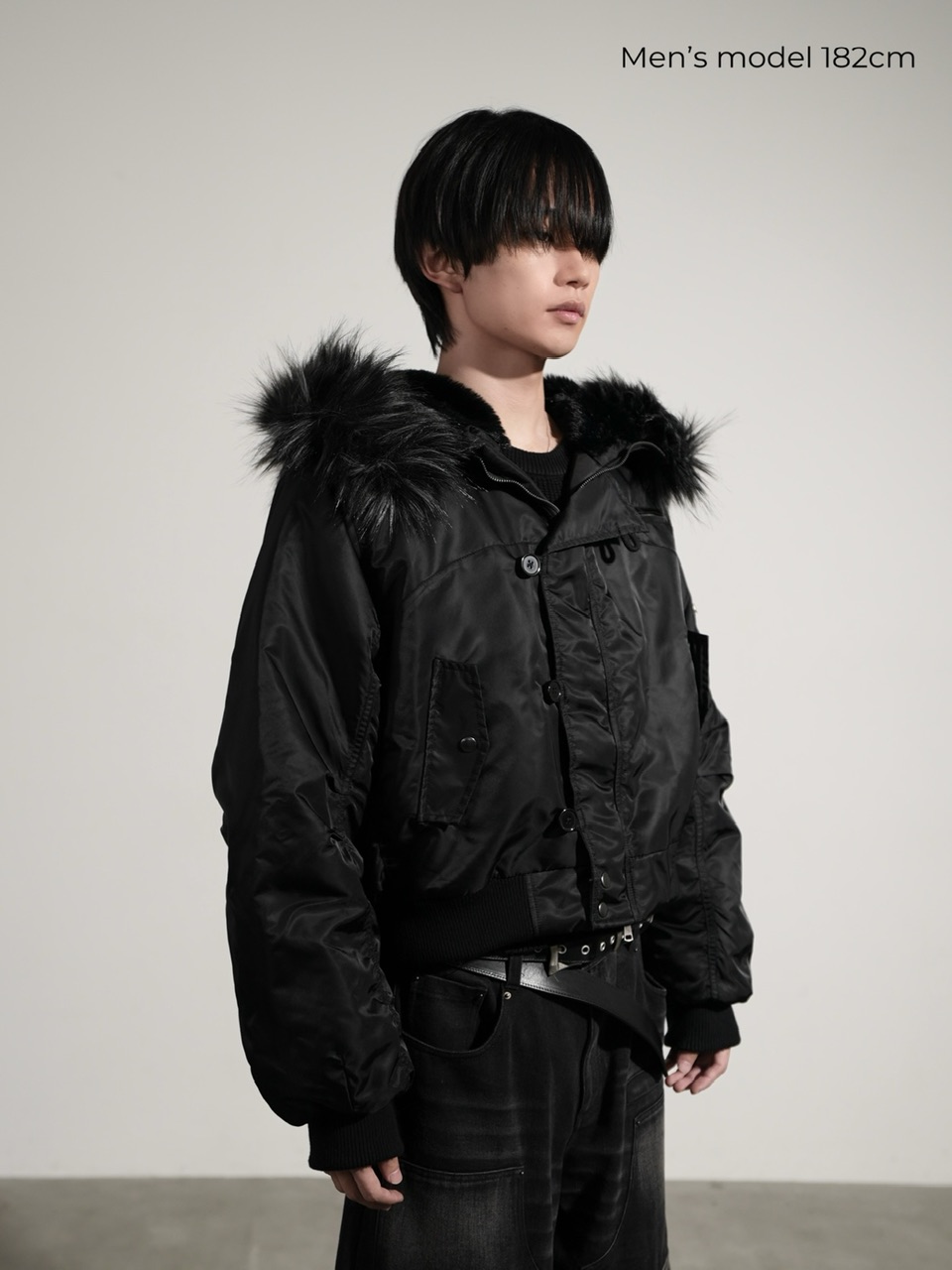 CHIKASHITSU PLUS HIGH】N-2B cropped hood blouson (nylon) | OUR