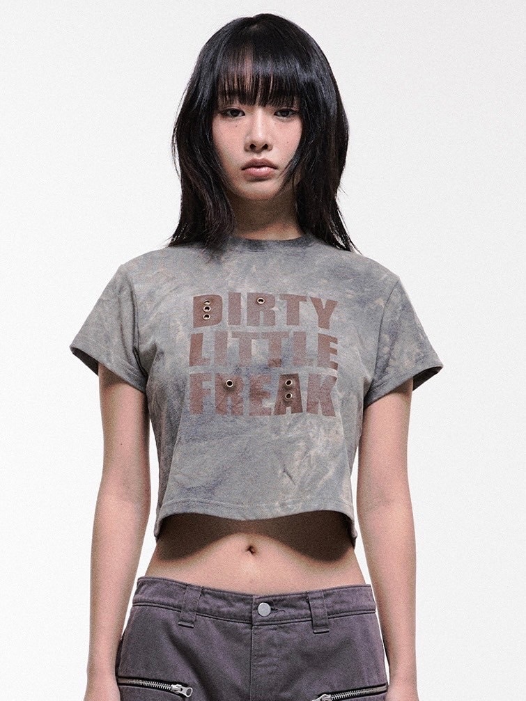 Tシャツ・カットソー THE COLDEST MOMENT TCM dirty little freak crop T light grey THECOLDESTMOMENT】TCM dirty little freak crop T | OUR BRAND