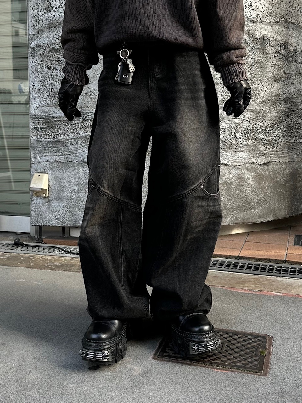 大阪店WEB限定【Chikashitsu +】double pocket wide denim pants (2color)