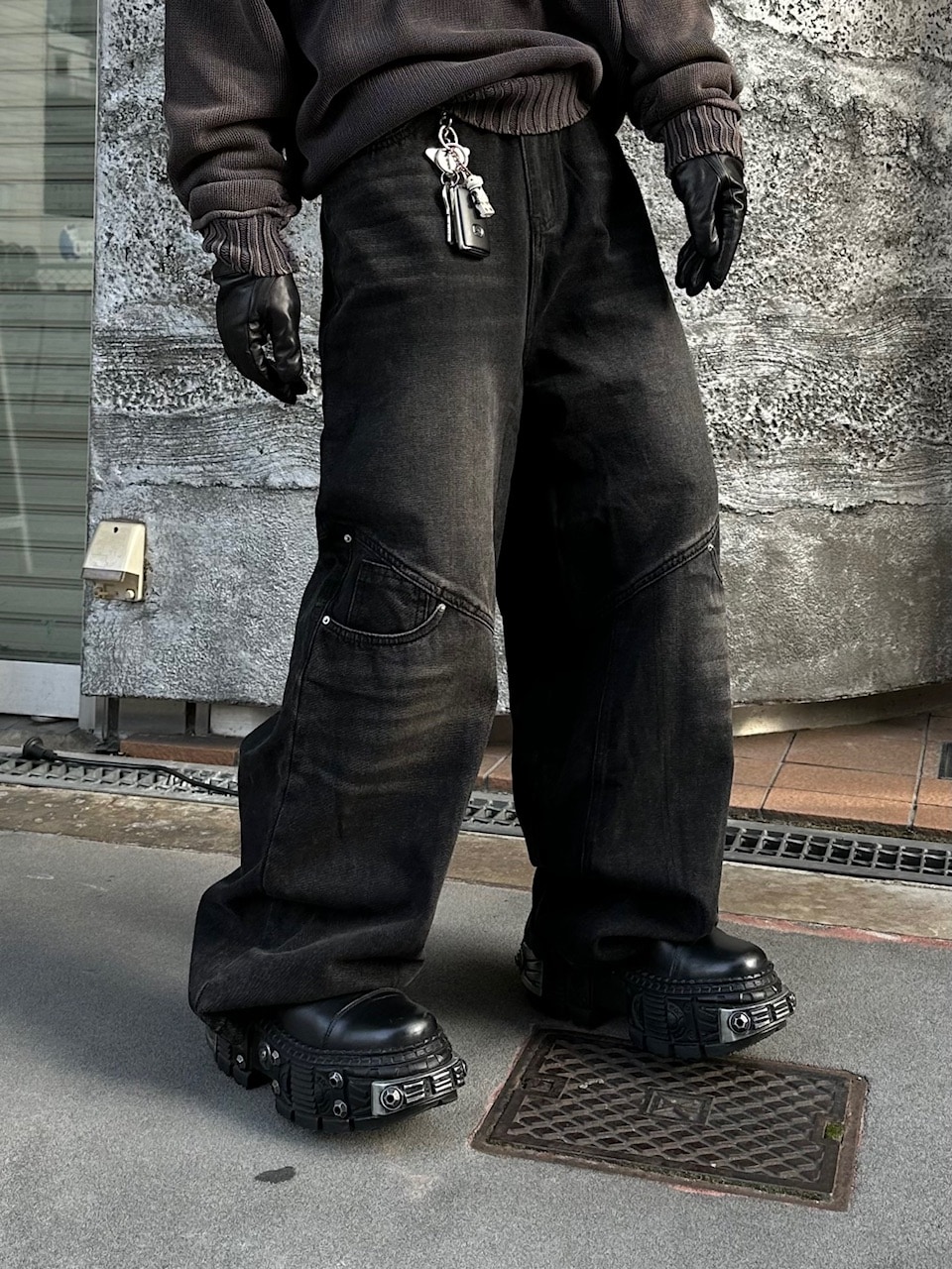 大阪店WEB限定【Chikashitsu +】double pocket wide denim pants (2color)