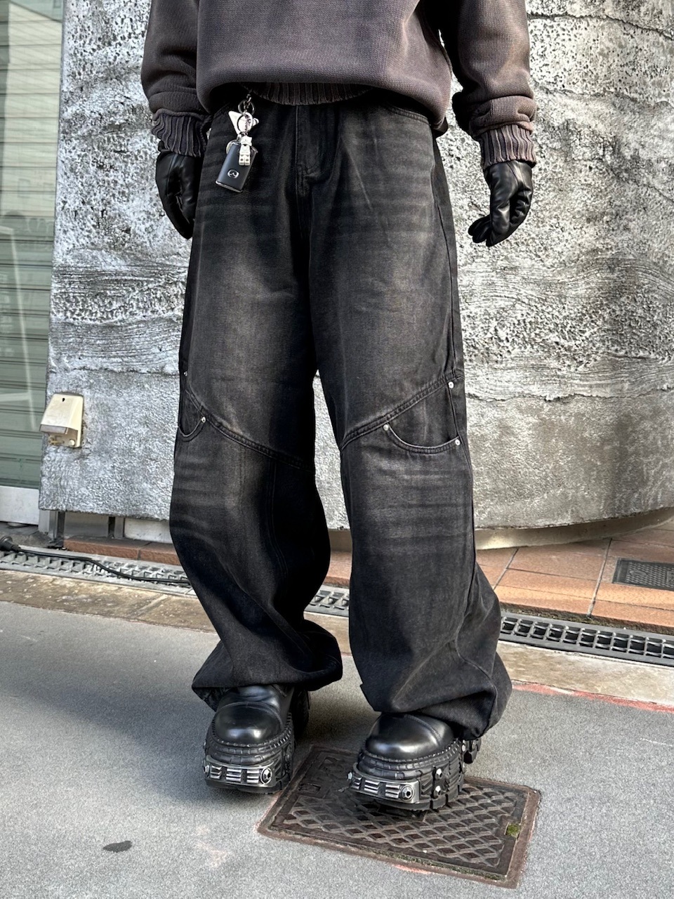 大阪店WEB限定【Chikashitsu +】double pocket wide denim pants (2color)