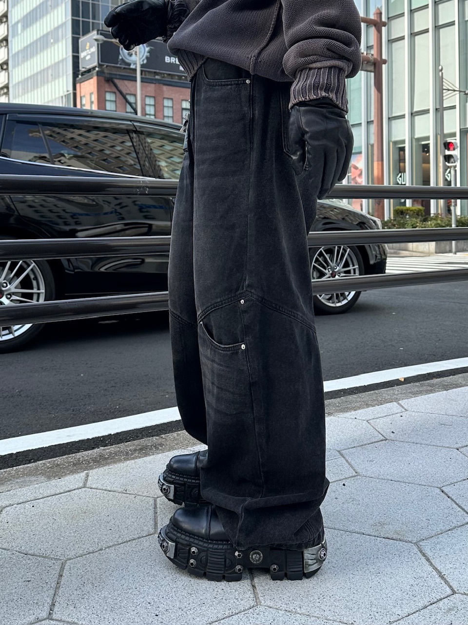 大阪店WEB限定【Chikashitsu +】double pocket wide denim pants (2color)