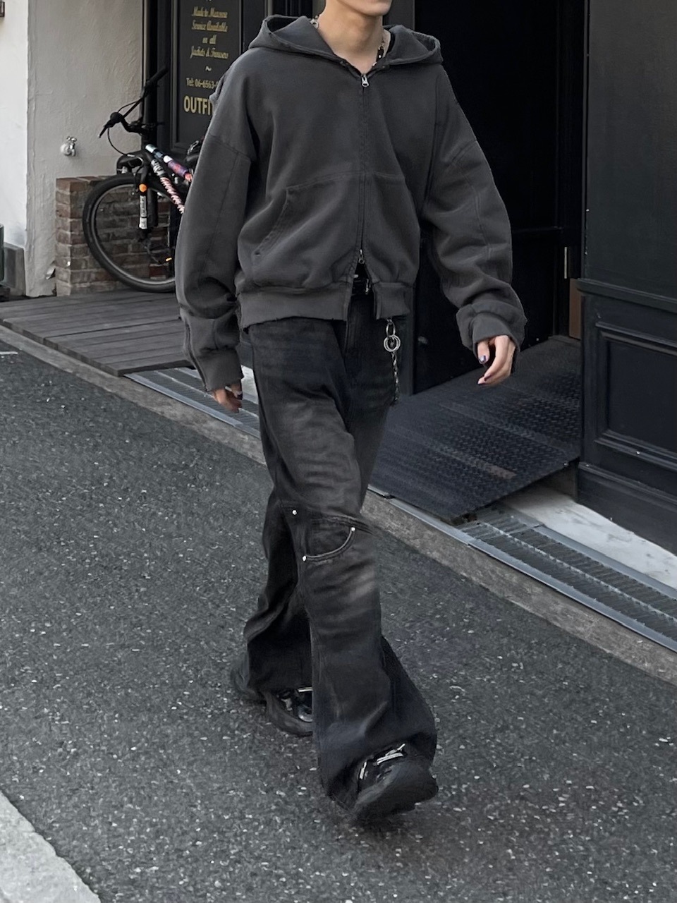 大阪店WEB限定【Chikashitsu +】double pocket wide denim pants (2color)