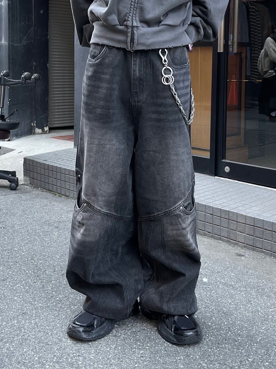 大阪店WEB限定【Chikashitsu +】double pocket wide denim pants (2color)