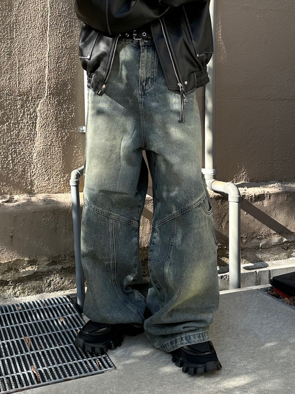 大阪店WEB限定【Chikashitsu +】double pocket wide denim pants (2color)