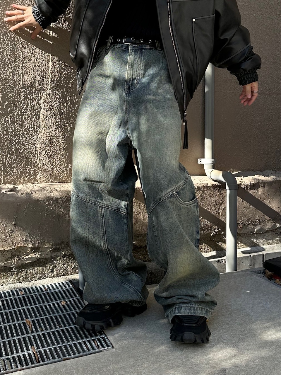 大阪店WEB限定【Chikashitsu +】double pocket wide denim pants (2color)