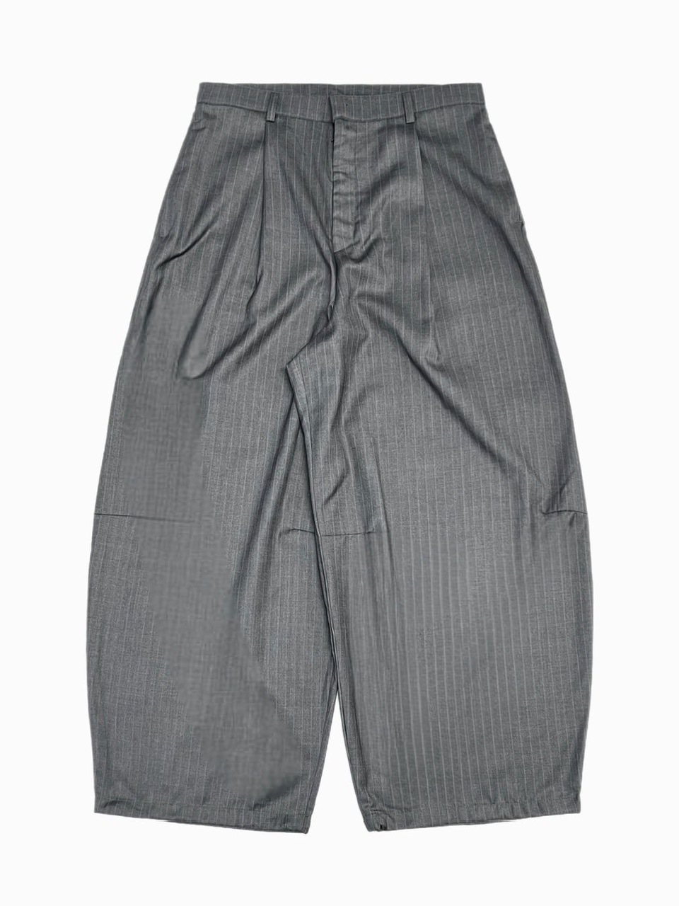 受注制【Chikashitsu +】draw cord stripe wide slacks / 【チカシツプラス】ドローコードストライプワイドスラックス (2color)