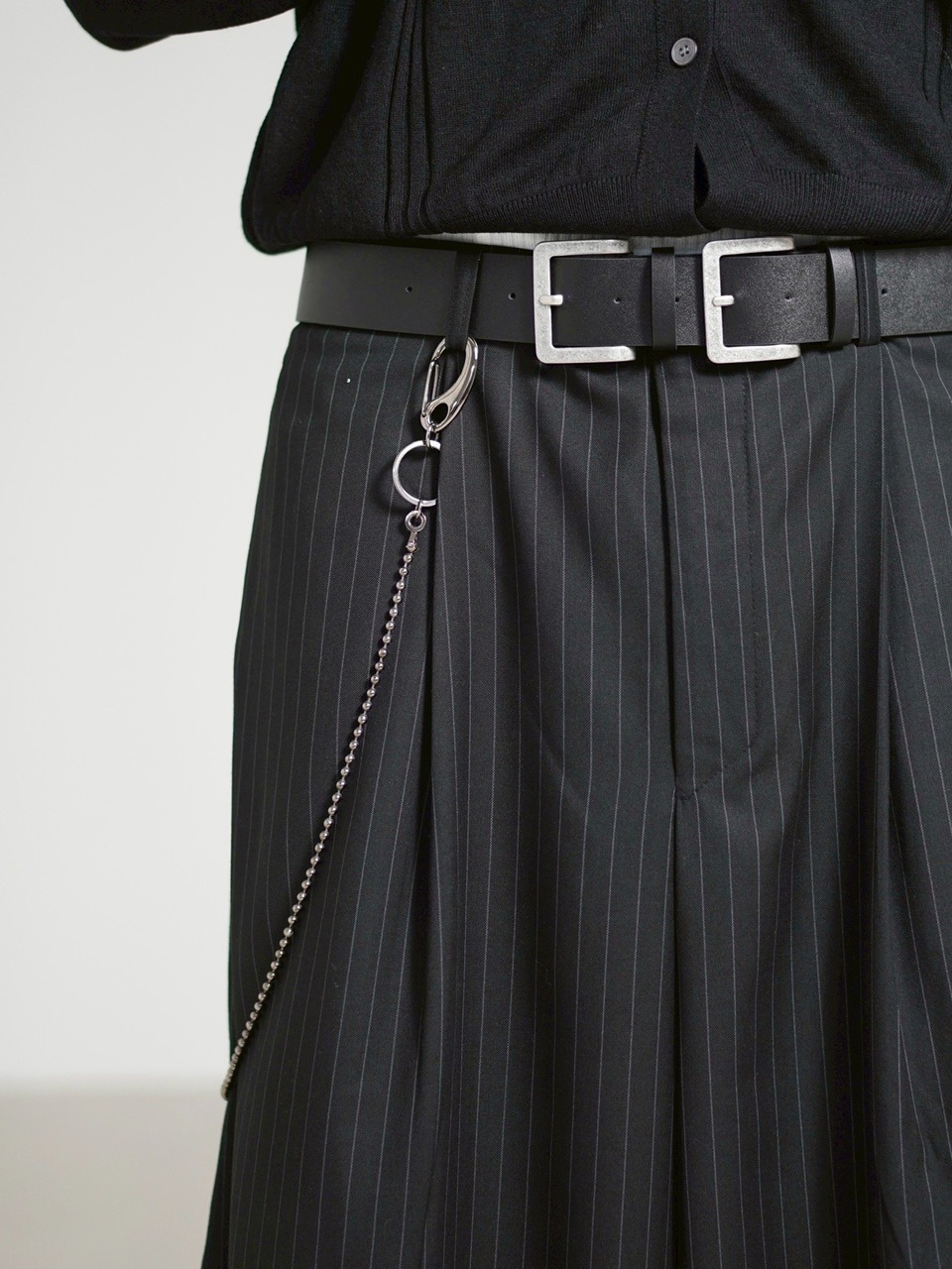 受注制【Chikashitsu +】draw cord stripe wide slacks / 【チカシツプラス】ドローコードストライプワイドスラックス (2color)