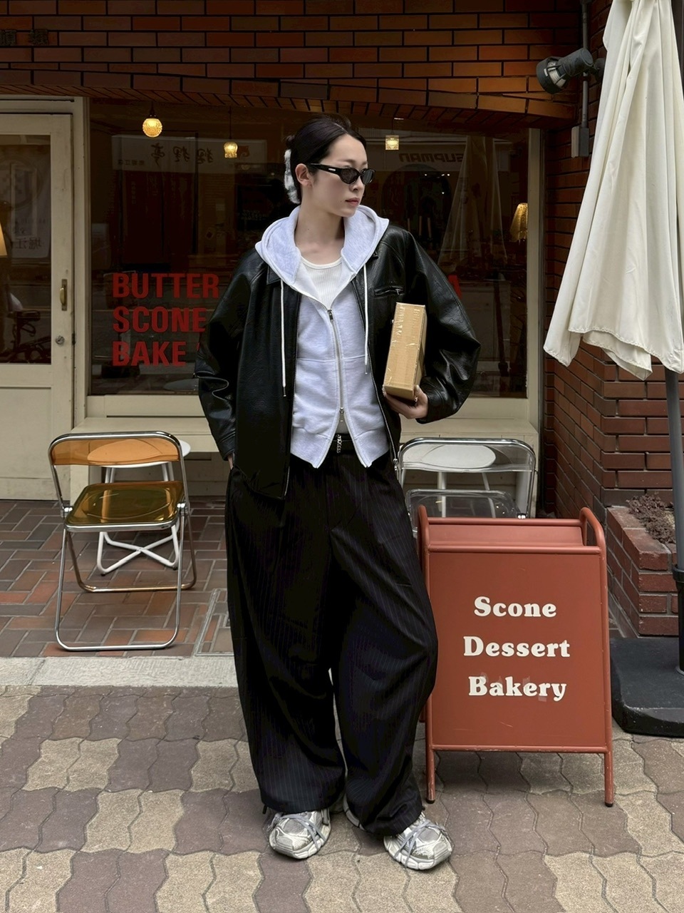 受注制【Chikashitsu +】draw cord stripe wide slacks / 【チカシツプラス】ドローコードストライプワイドスラックス (2color)