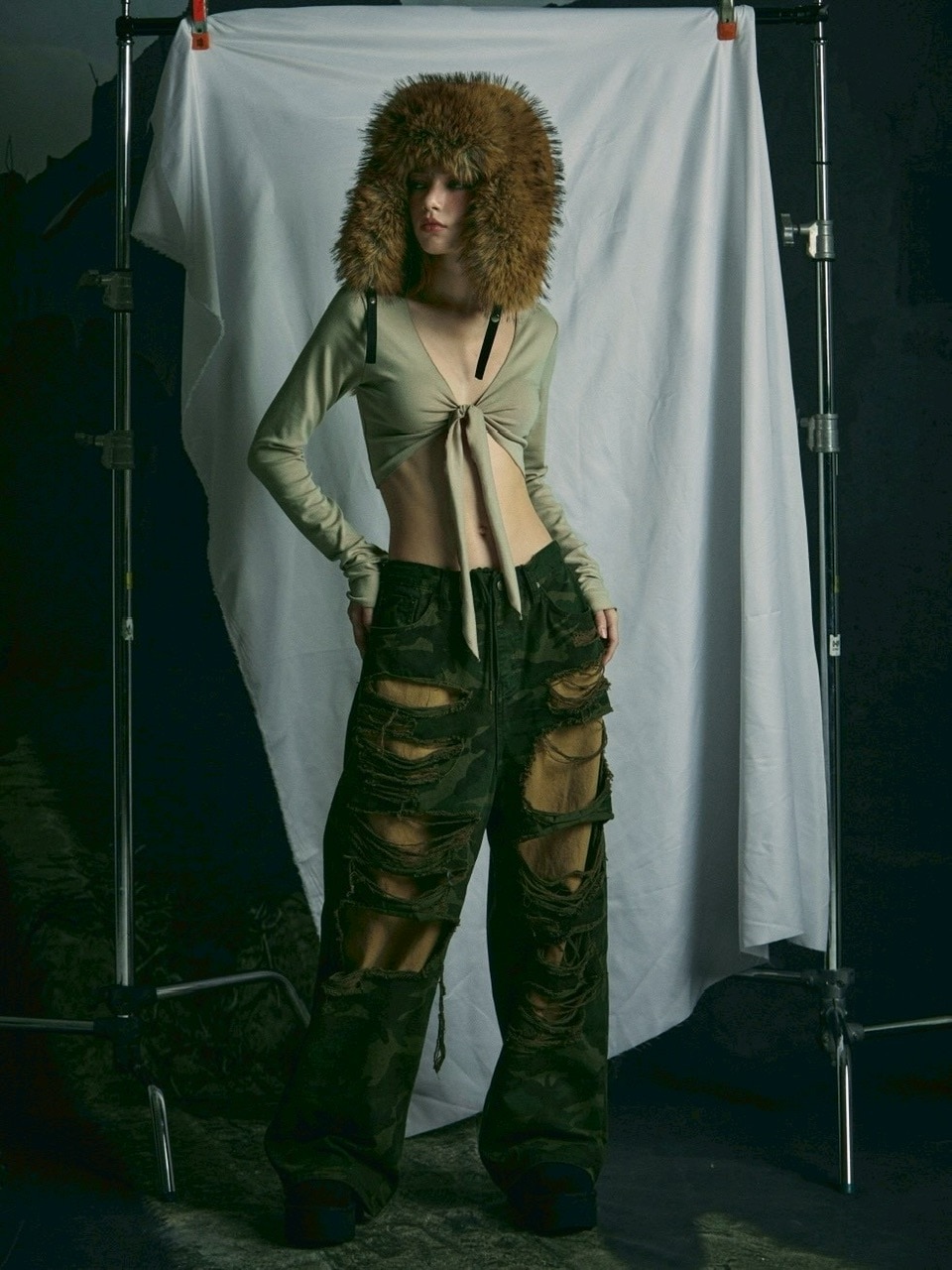 GATELESS 迷彩 ダメージ加工 カーゴパンツ GATELESS】DAMAGE CAMOUFLAGE DENIMPANTS /【ゲートレス】 ダメージ