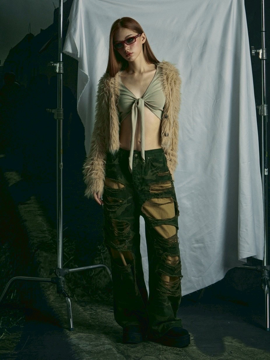 GATELESS】DAMAGE CAMOUFLAGE DENIMPANTS /【ゲートレス】 ダメージ