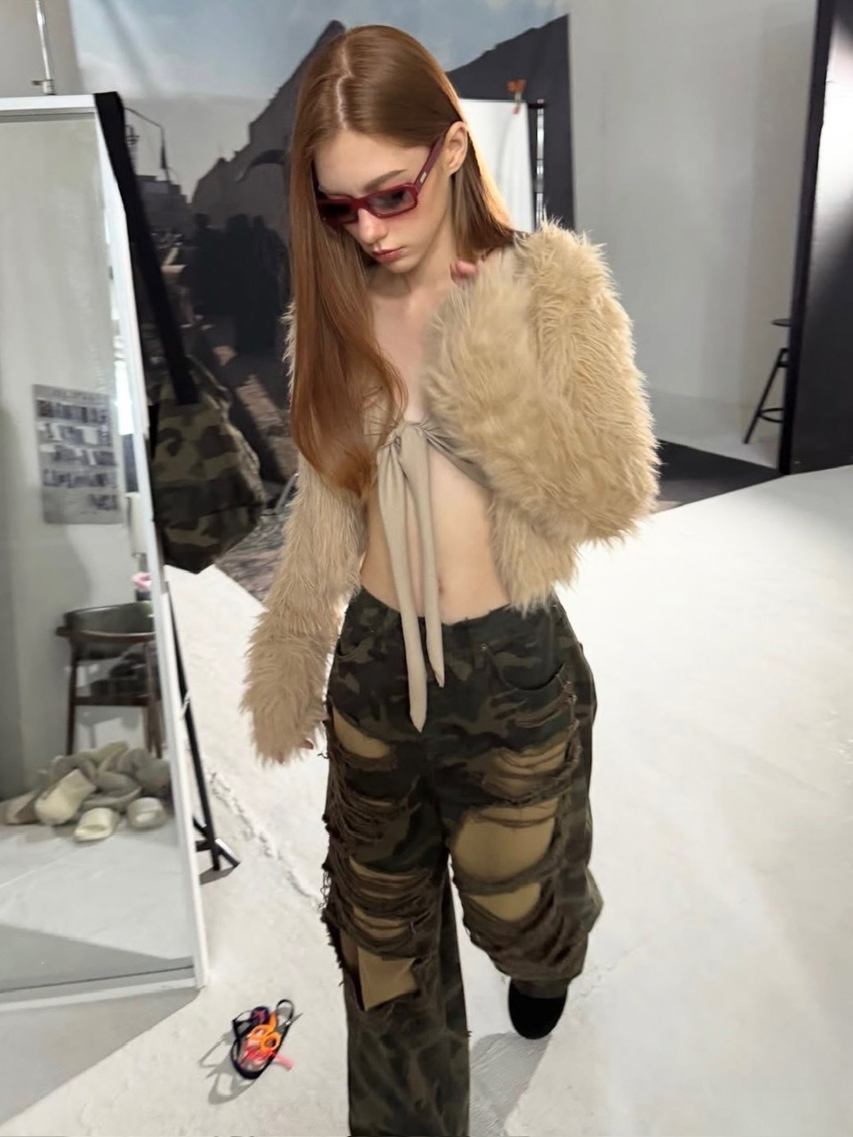 GATELESS】DAMAGE CAMOUFLAGE DENIMPANTS /【ゲートレス】 ダメージ