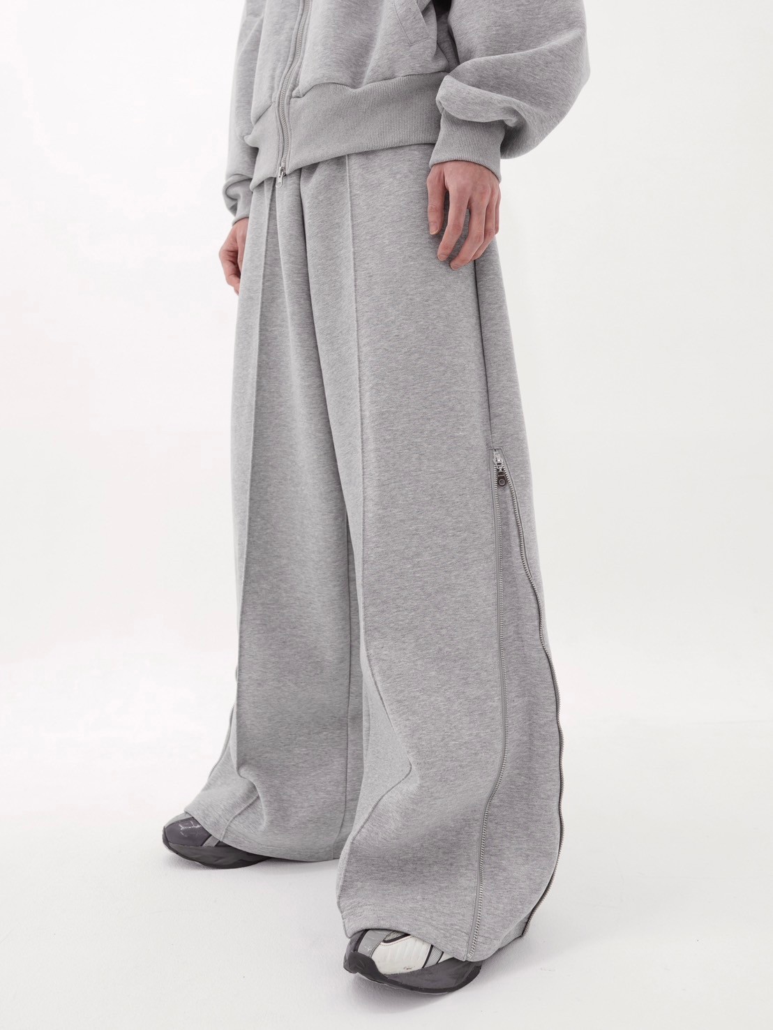 CS】Bonding flare zip wide pants (gray) | OUR BRAND,Chikashitsu +
