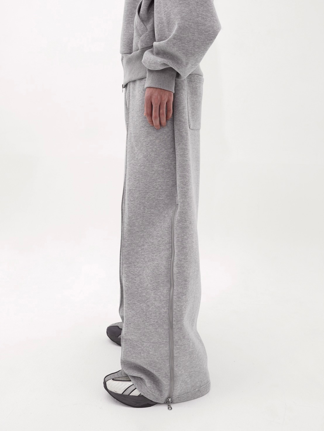CS】Bonding flare zip wide pants (gray) | OUR BRAND,Chikashitsu +