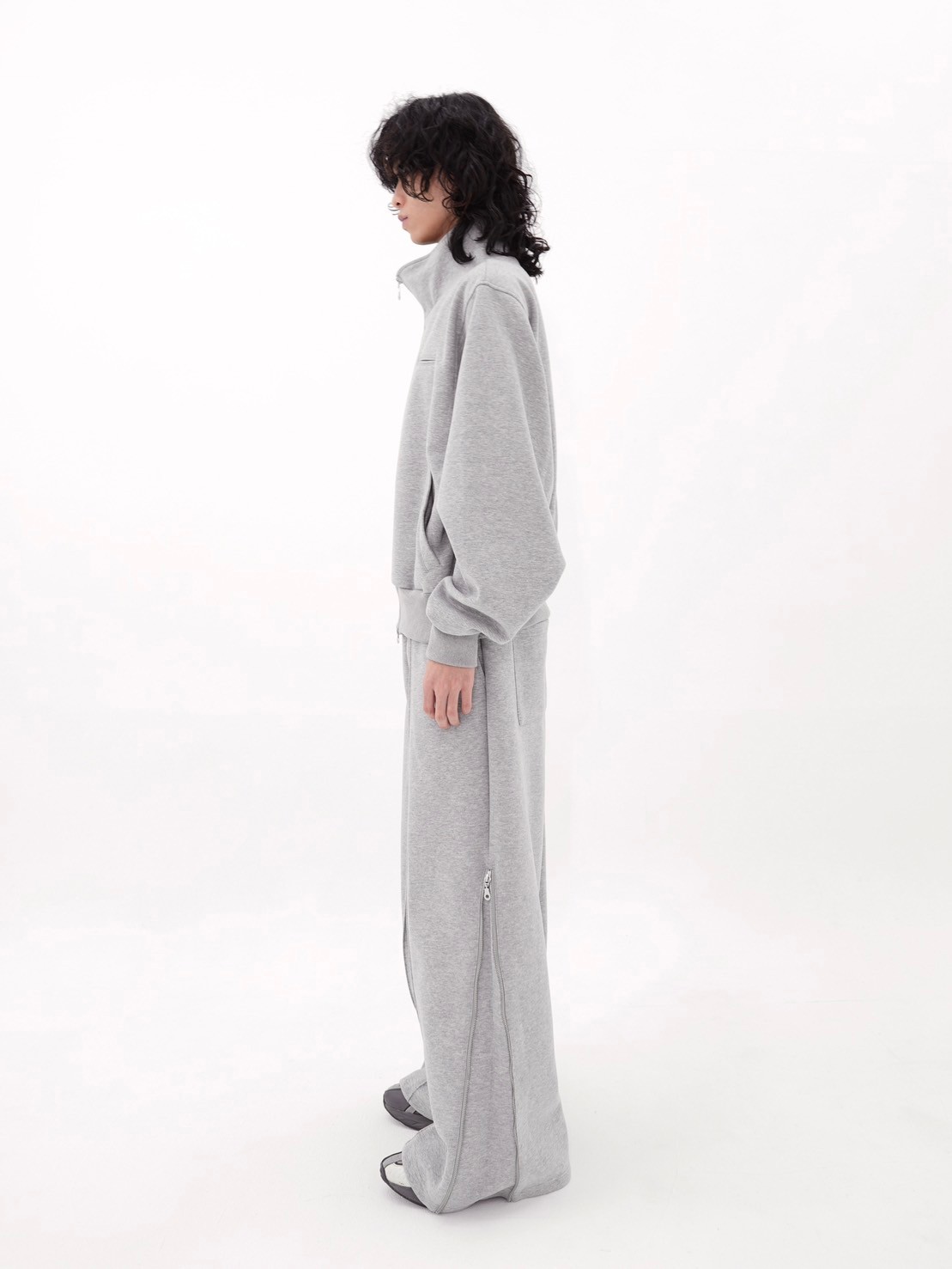 CS】Bonding flare zip wide pants (gray) | OUR BRAND,Chikashitsu +