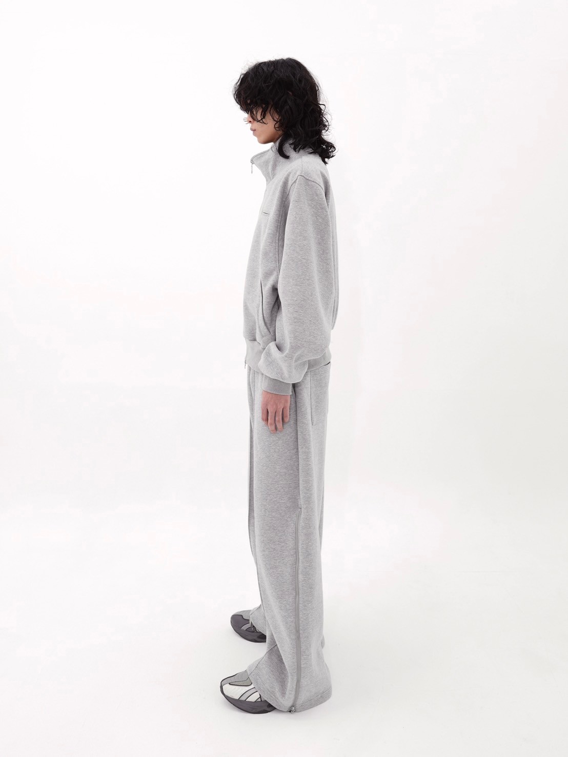 CS】Bonding flare zip wide pants (gray) | OUR BRAND,Chikashitsu +