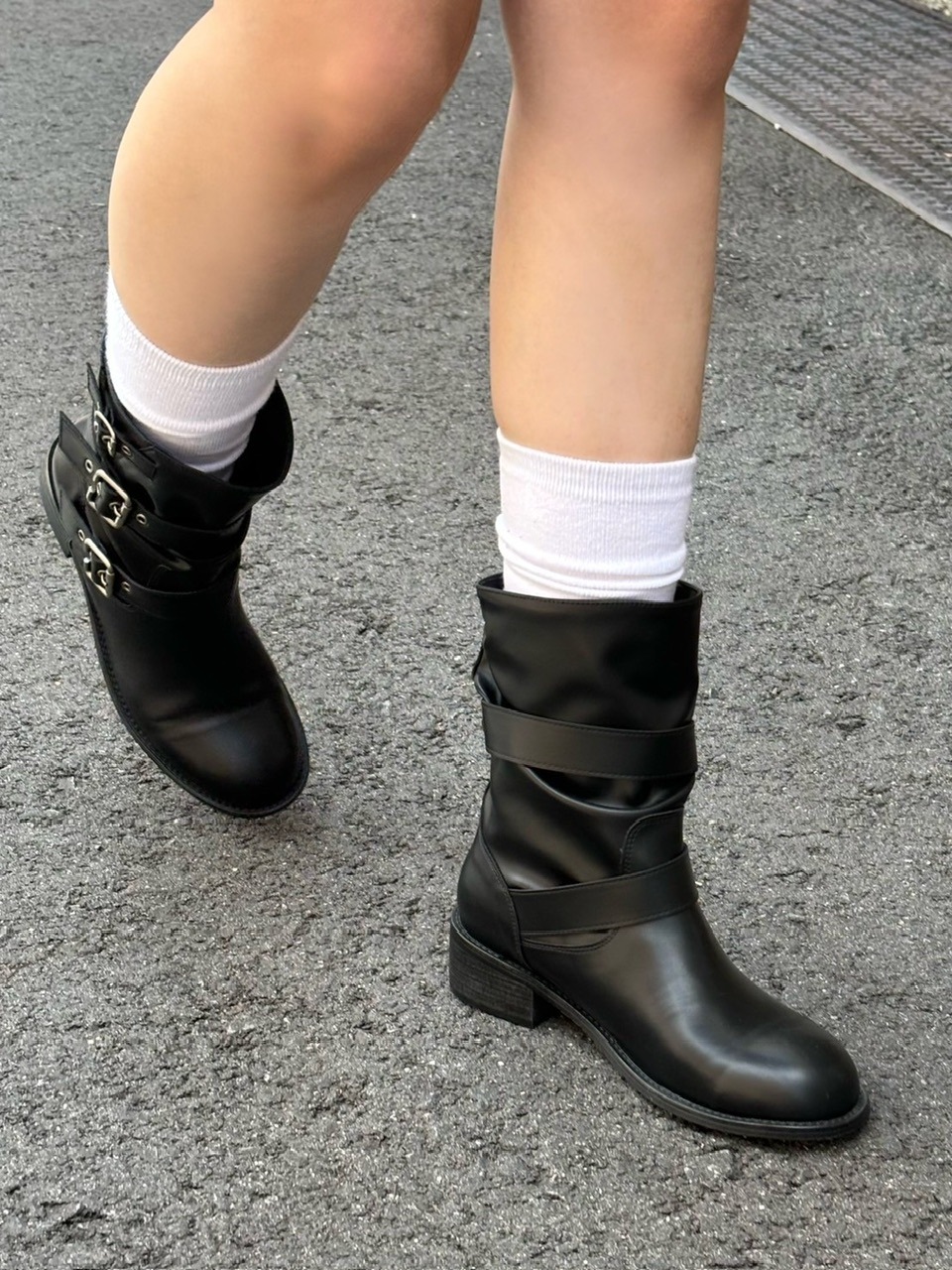 受注制【OaKS】belt strap middle boots | OUR BRAND,OaKS