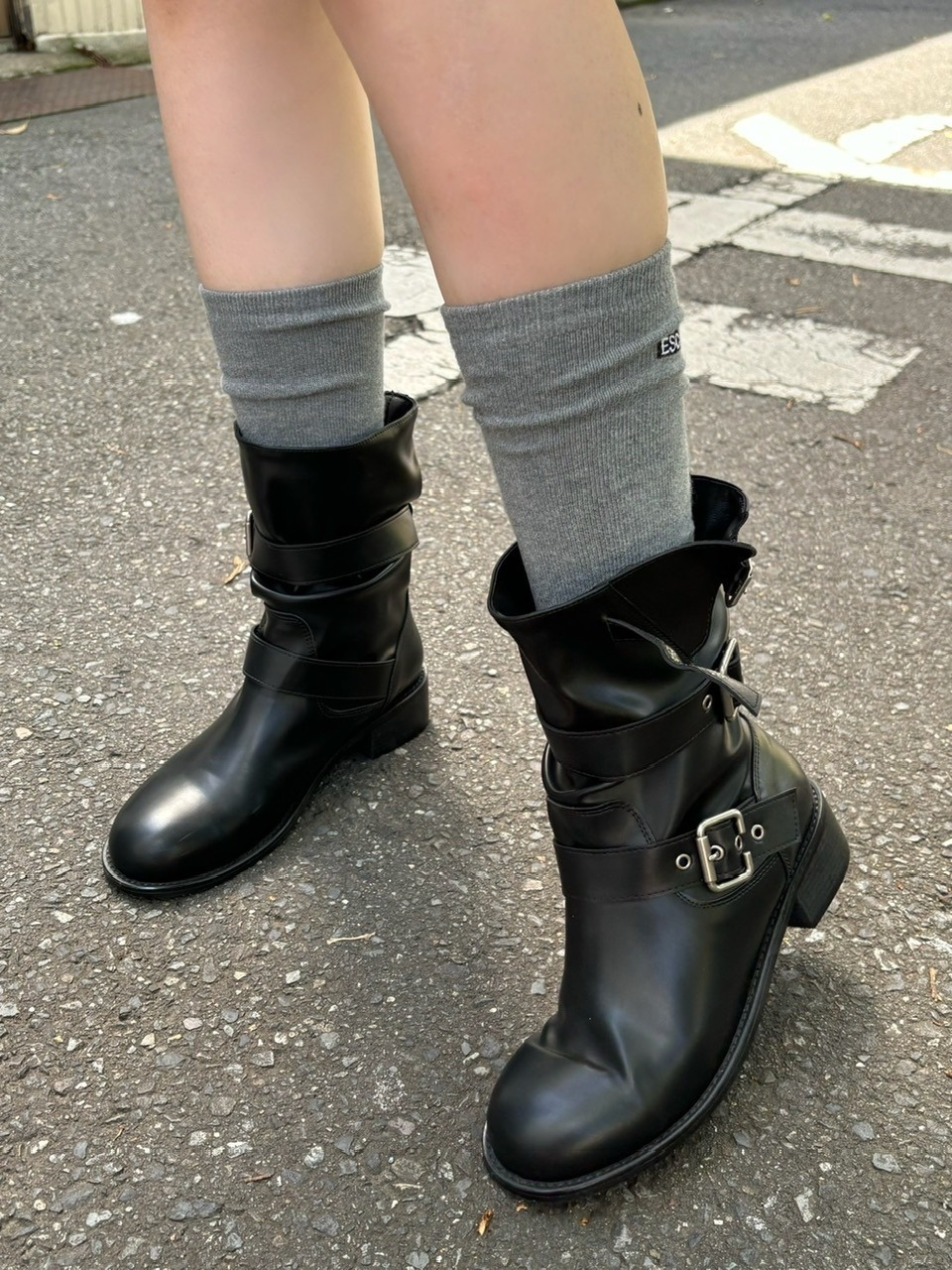 ミドルブーツ VIRON Women Boots C199203A90WBLACK Black 受注制【OaKS】belt strap middle boots | OUR BRAND,OaKS