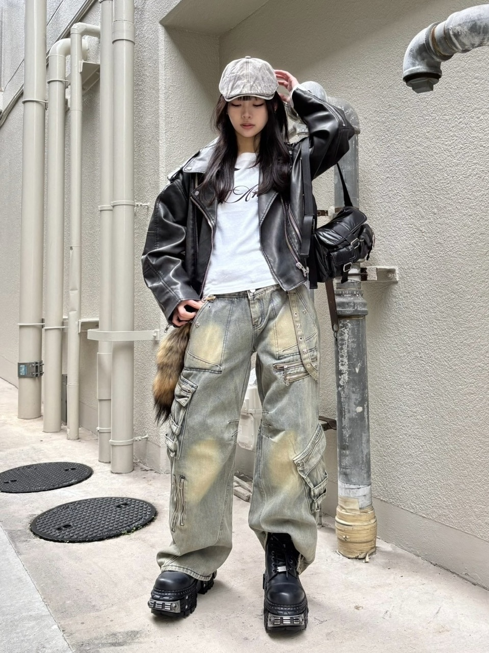 受注制【Never mind the XU】layered denim pants / 【エックスユー