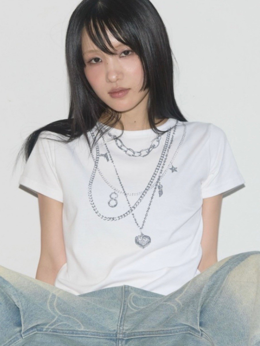 FANCY CLUB】DUAL CHARM NECKLACE TEE / 【ファンシークラブ