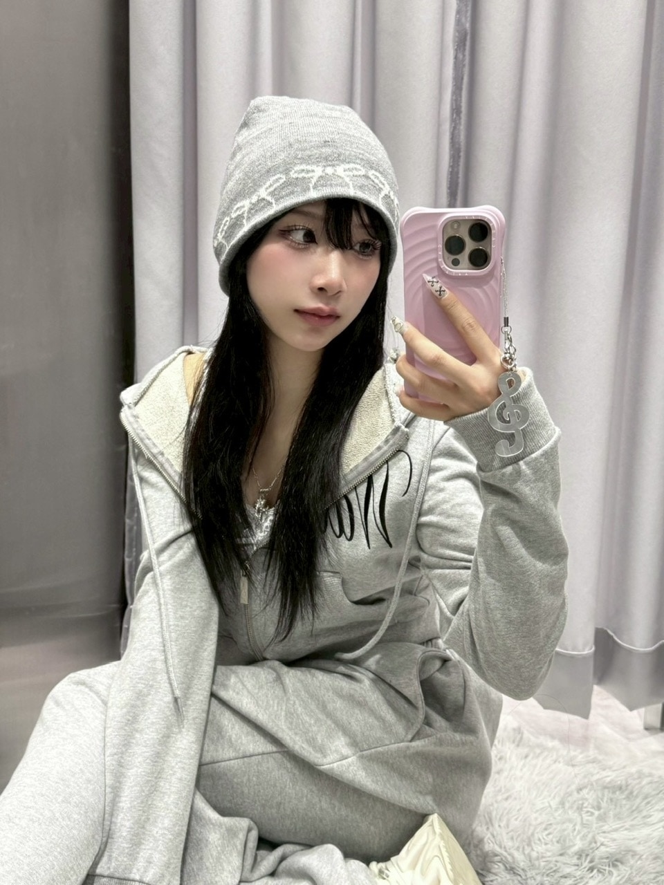 受注制【nmtc +】embroidery short zip up hoodie (3color)