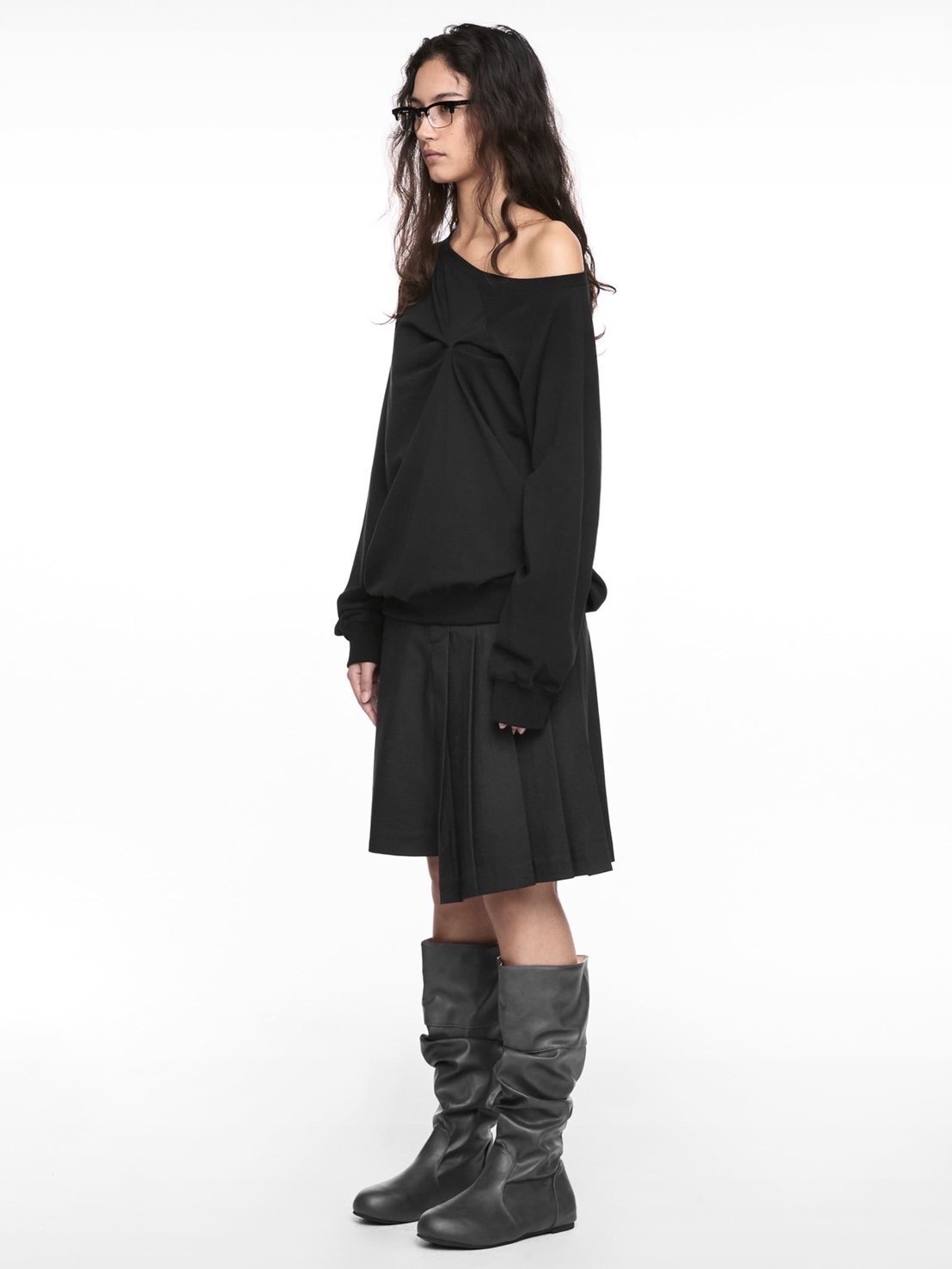 【NACHE】MAGNETIC PLEATED MIDI SKIRT