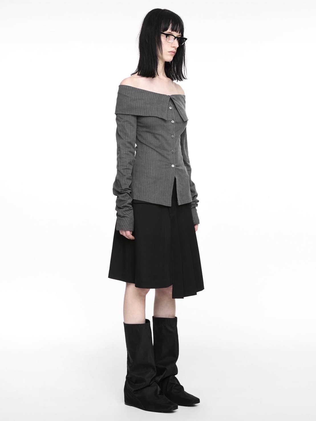 【NACHE】MAGNETIC PLEATED MIDI SKIRT