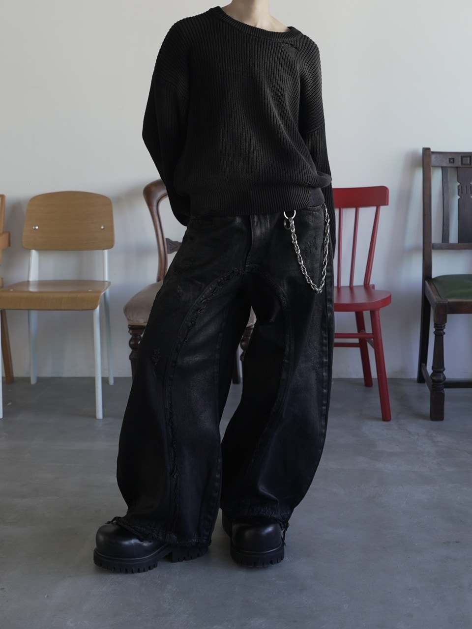 CHIKASHITSU PLUS HIGH】Washed coating denim pants | OUR BRAND