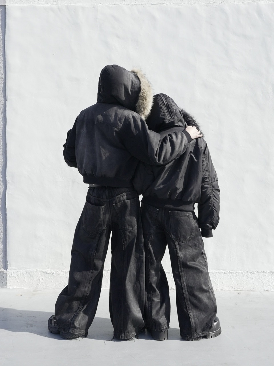 2/7 20:00再販【CHIKASHITSU PLUS HIGH】Washed coating denim pants