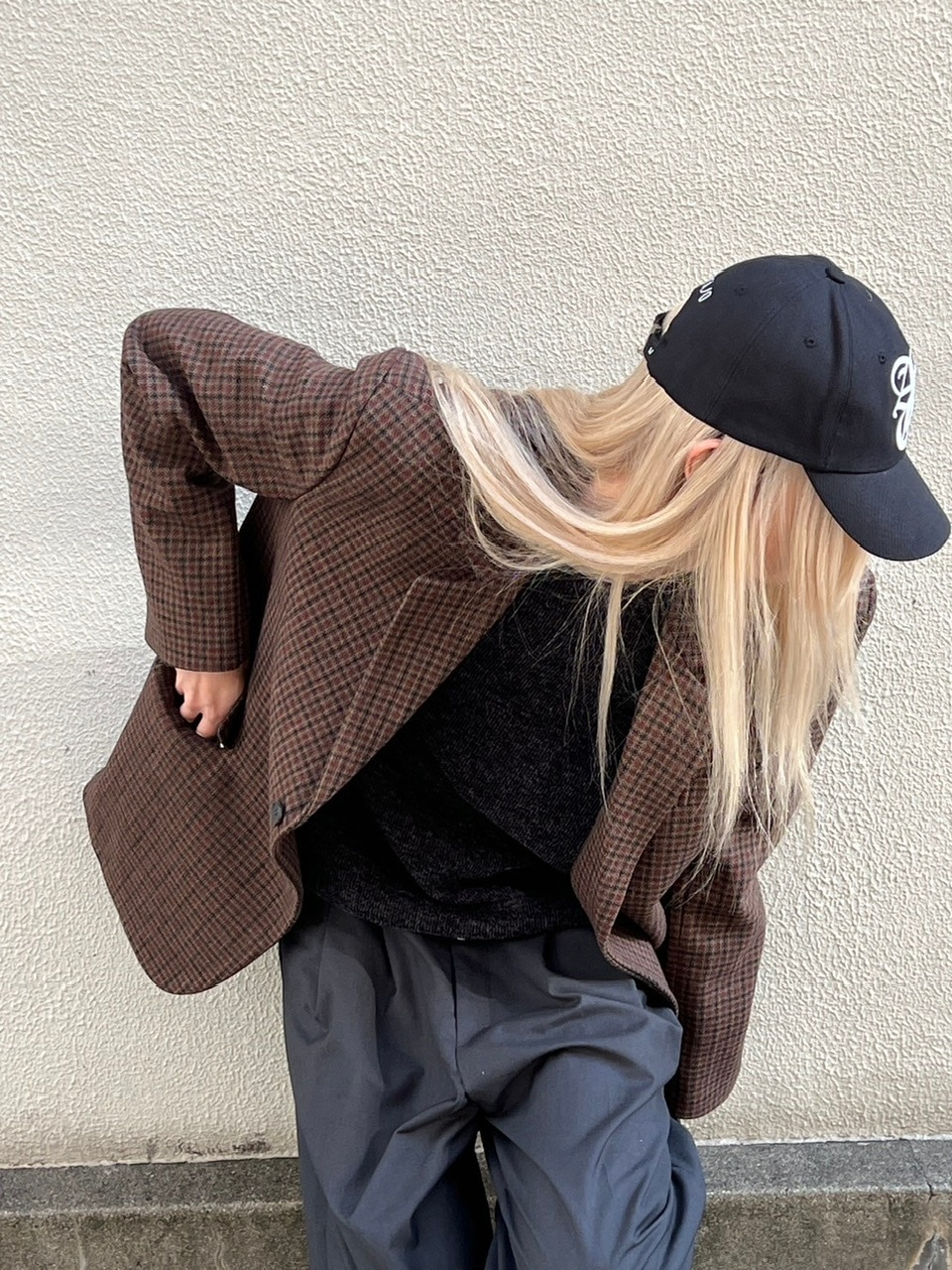 受注制【Chikashitsu +】unisex hound tooth jacket (2color