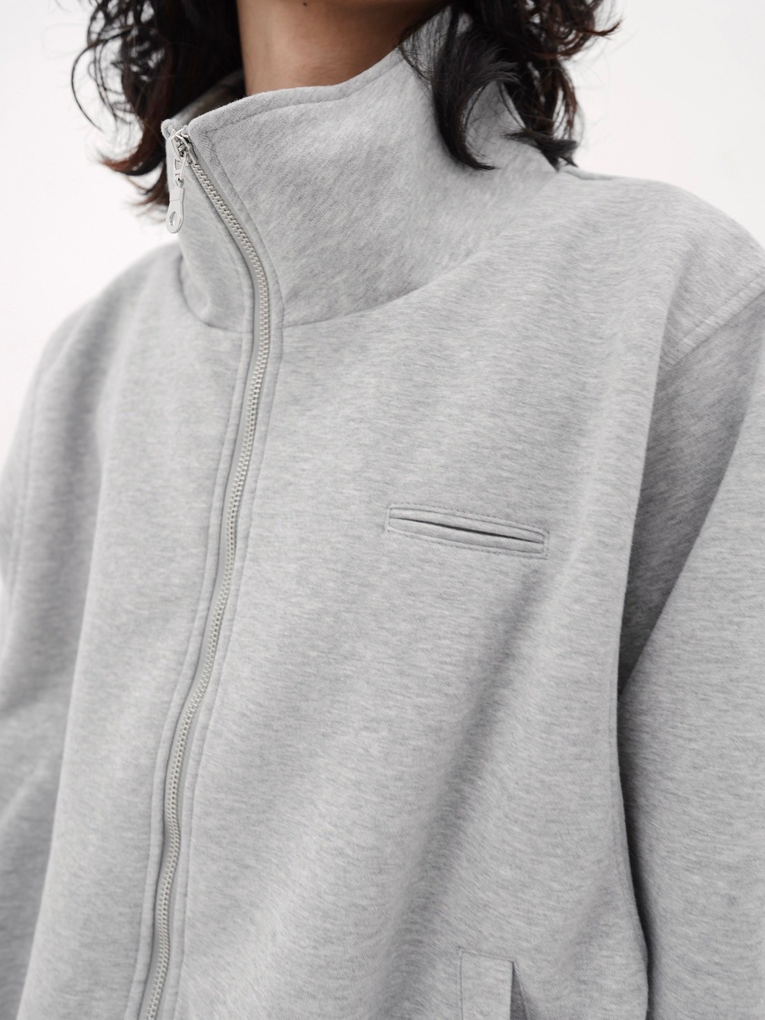 CS】Bonding high-neck zip jacket (gray) | OUR BRAND,Chikashitsu +
