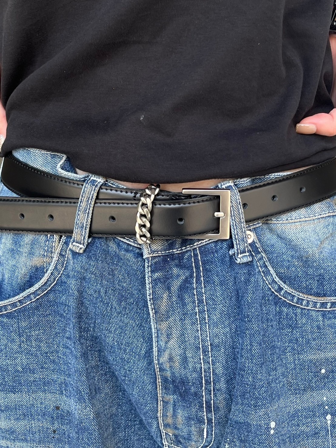 受注制【Chikashitsu +】real leather chain belt | OUR BRAND
