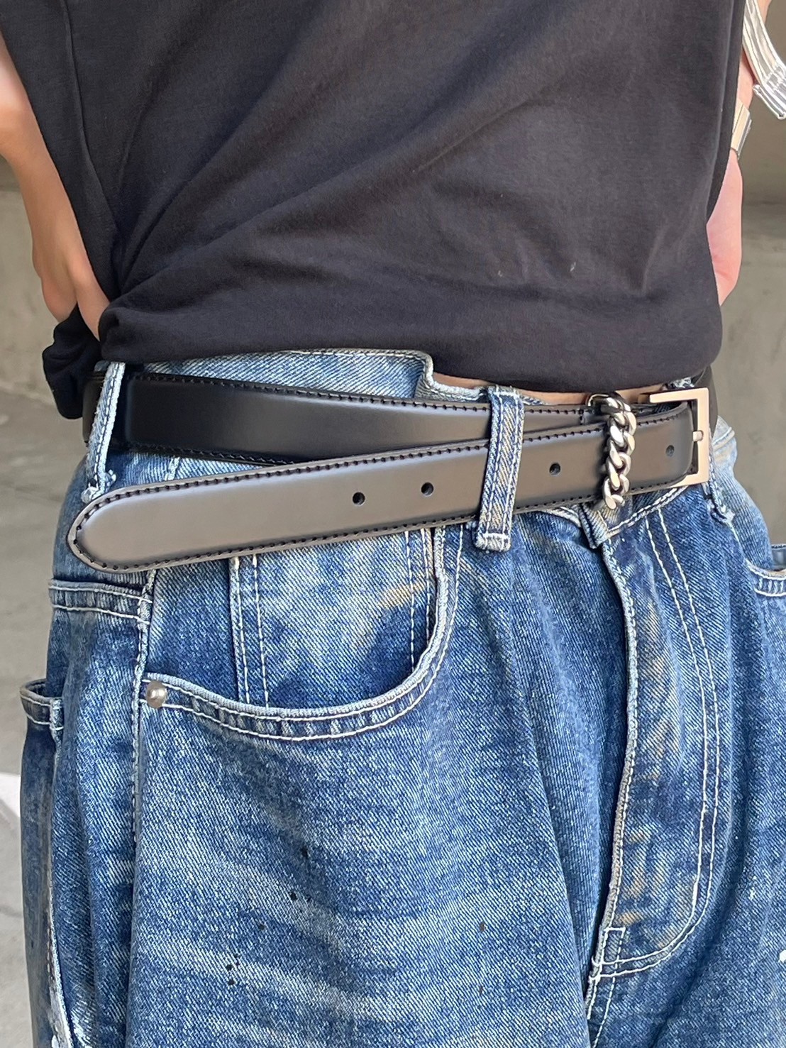 受注制【Chikashitsu +】real leather chain belt | OUR BRAND