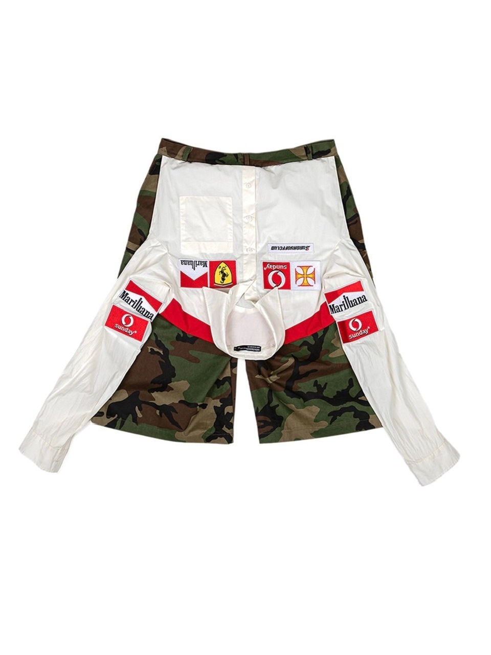 ●SUNDAYOFFCLUB●Layered Racing Shirt with Camouflage Shorts SUNDAY OFF CLUB】Layered Racing Shirt with camouflage Shorts