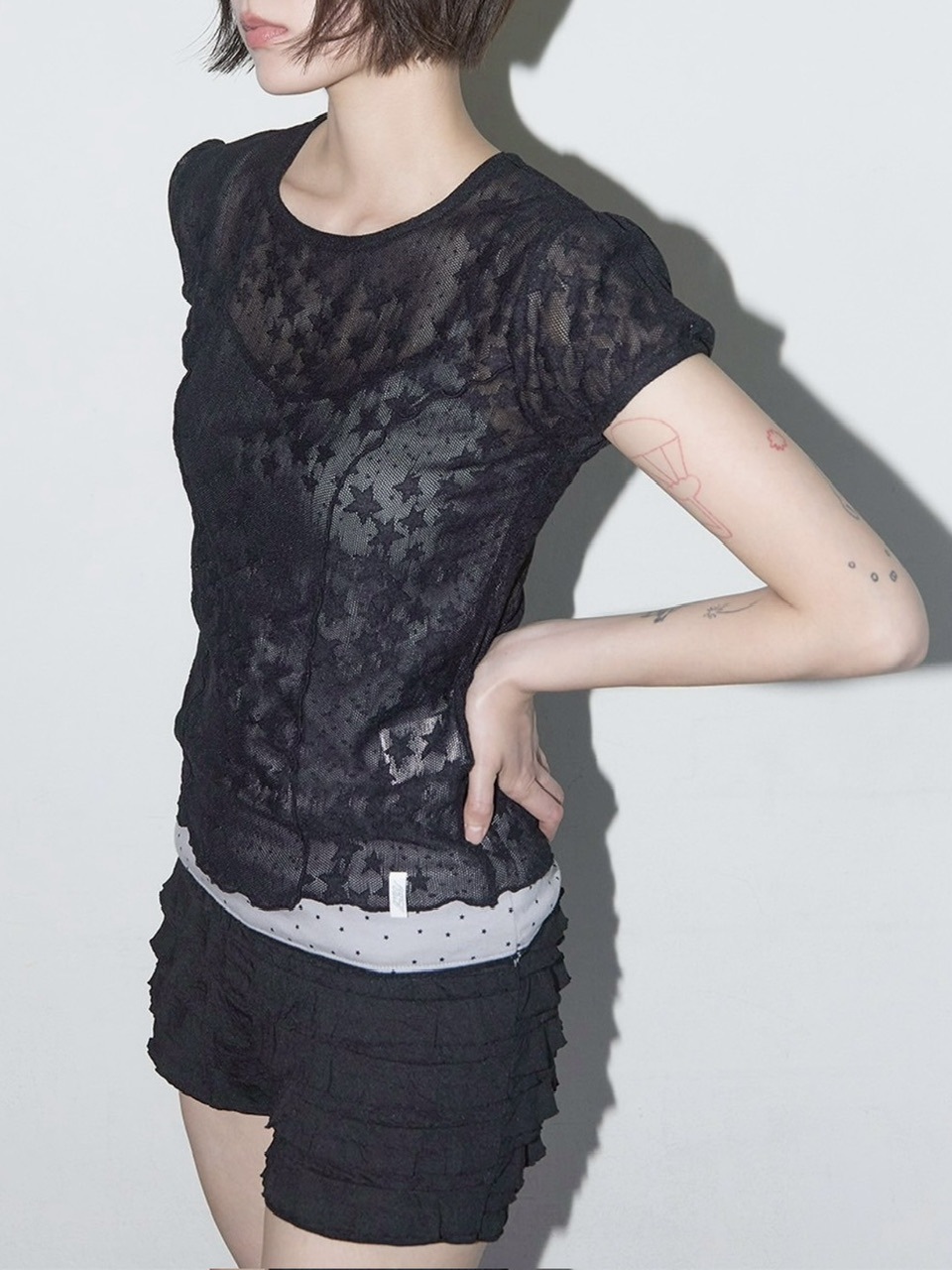 ■FANCY CLUB■ WAVE PUFF LACE TEE (2色) FANCY CLUB】Wave Puff Lace Tee | OUR BRAND,FANCY CLUB
