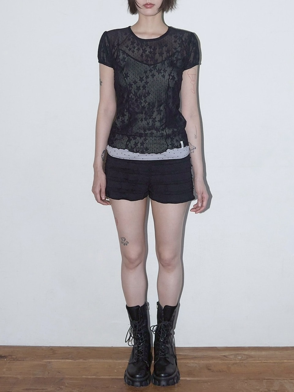 ■FANCY CLUB■ WAVE PUFF LACE TEE (2色) FANCY CLUB】Wave Puff Lace Tee | OUR BRAND,FANCY CLUB