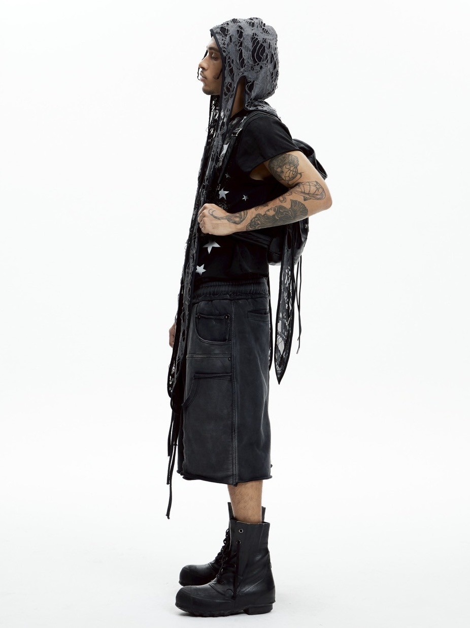 国内で当店のみ DND4DES - Punk Fanged Lips Distressed Tee DND4DES Distressed Punk Star T-Shirt