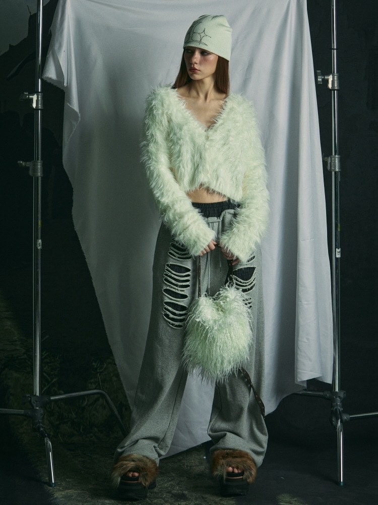 GATELESS】FUR LIKE CROPPED CARDIGAN / 【ゲートレス】ファーライク