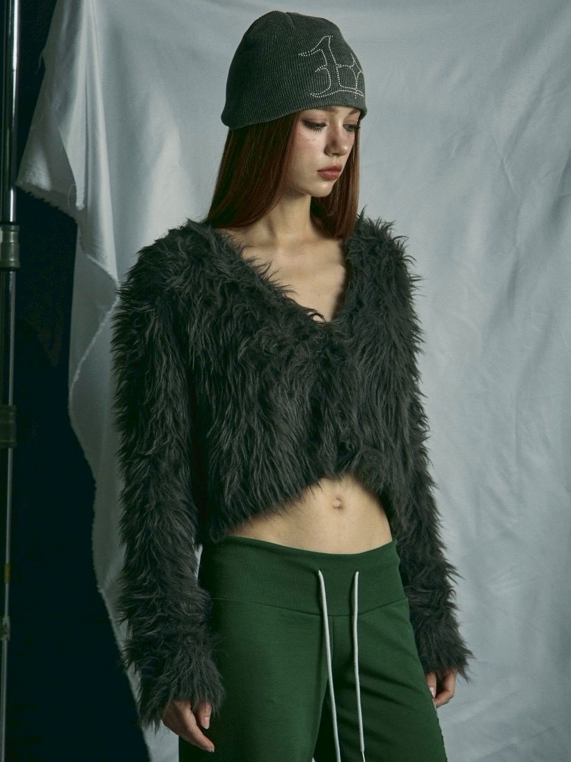 GATELESS】FUR LIKE CROPPED CARDIGAN / 【ゲートレス】ファーライク