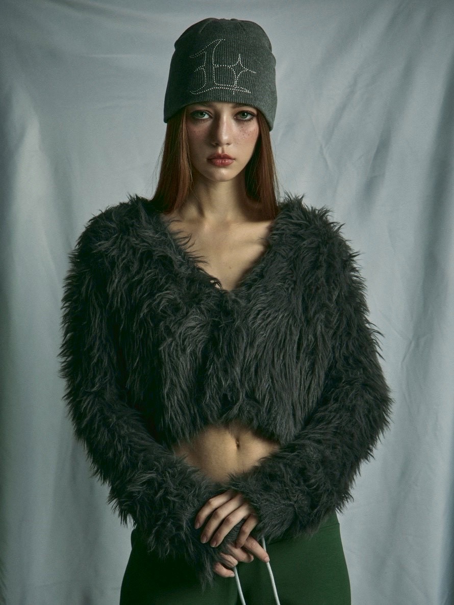 GATELESS】FUR LIKE CROPPED CARDIGAN / 【ゲートレス】ファーライク