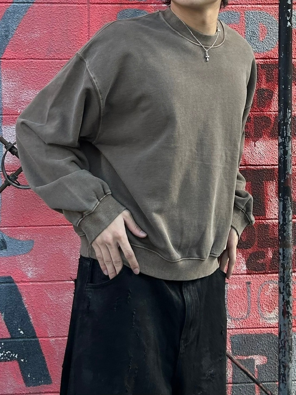 チッチ 受注制【Chikashitsu +】cropped washing sweat (4color