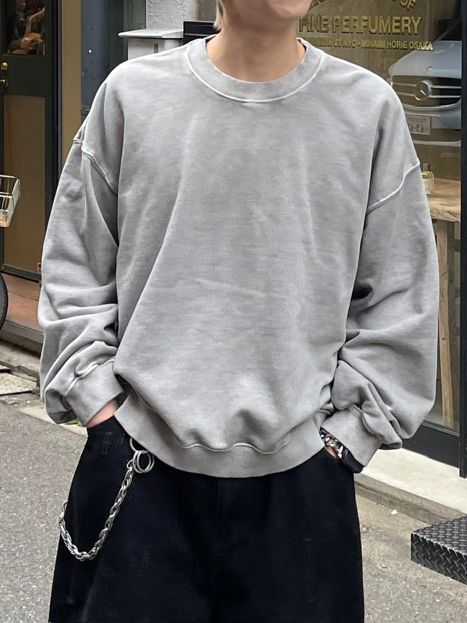 受注制【Chikashitsu +】cropped washing sweat (4color