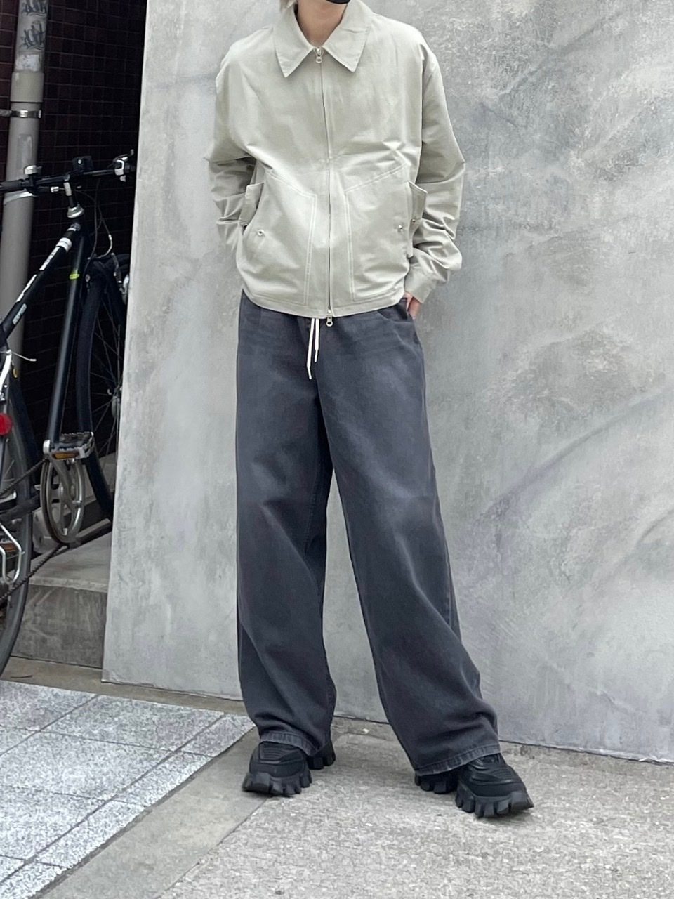 受注制【Chikashitsu +】rope wide denim pants (3color)