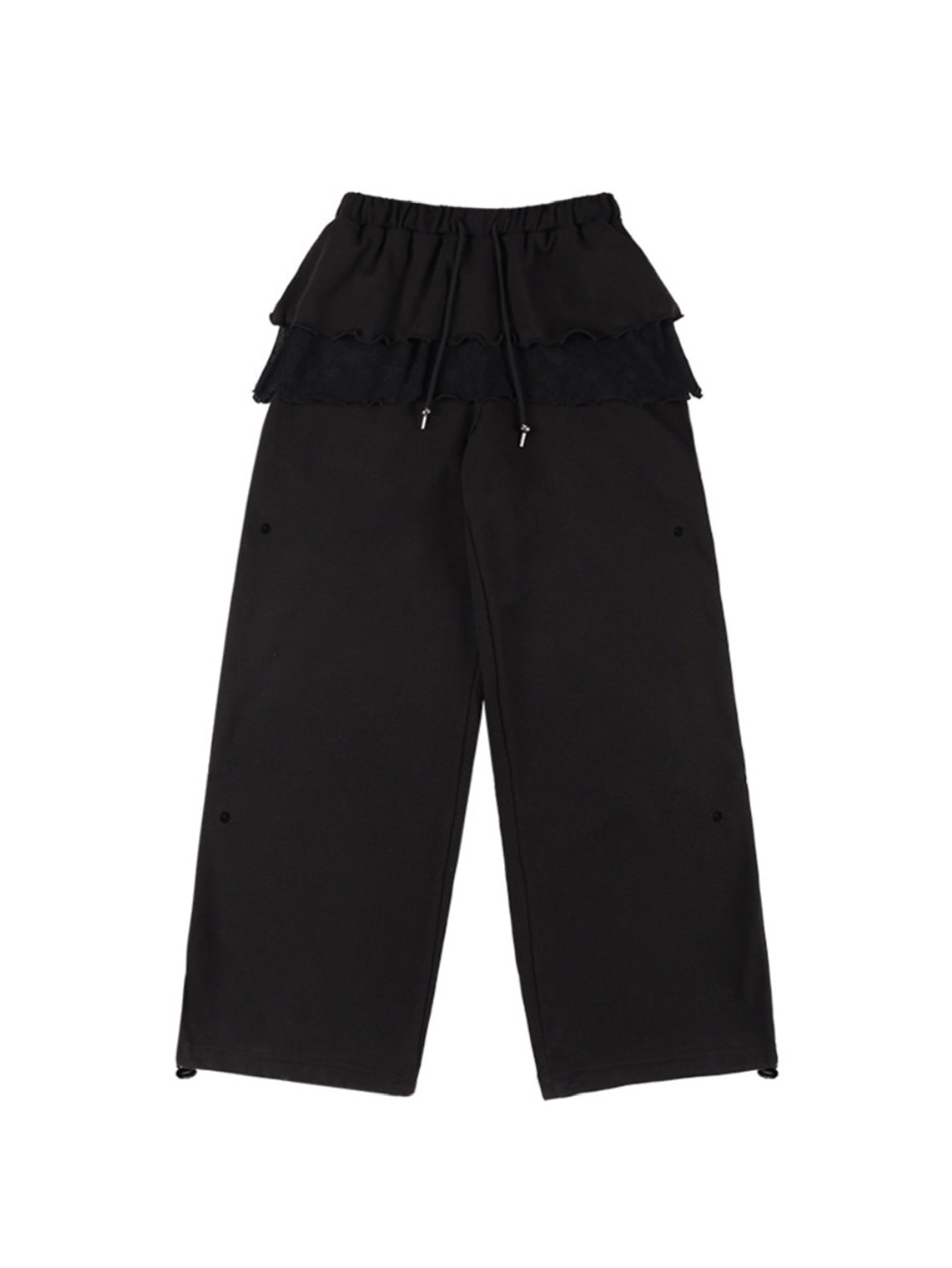 【FANCY CLUB】FRILL LACE BUTTON SWEATPANTS / 【ファンシークラブ】フリルレースレイヤードボタンスウェットパンツ