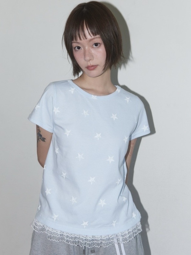 FANCY CLUB】Lace Star Layered Tee / 【ファンシークラブ